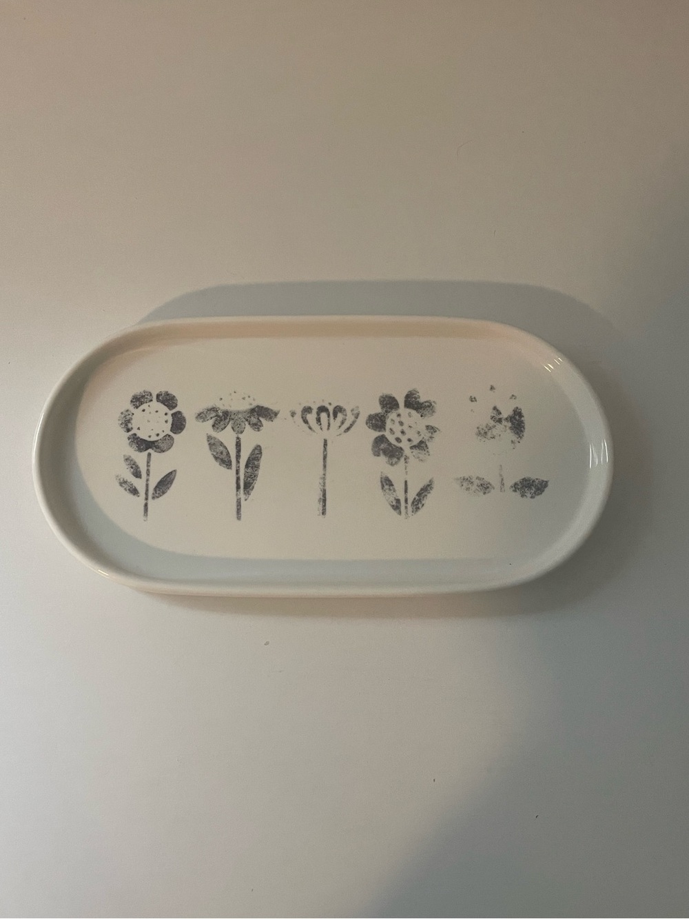 White Floral Ceramic Trinket Dish